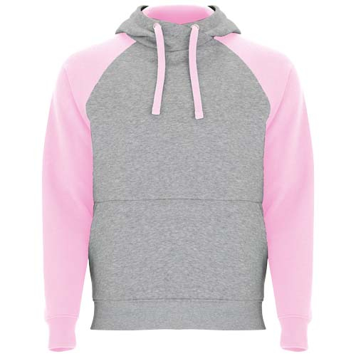 Sweat à capuche personnalisable - Badet Gris et Rose clair